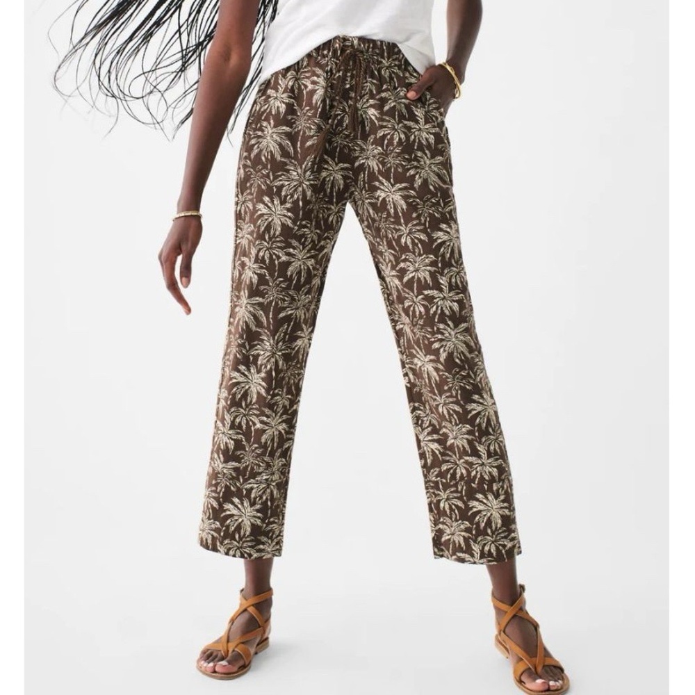 Faherty Tropical Palm Tree High Rise Ankle Pant in Brown Size XL